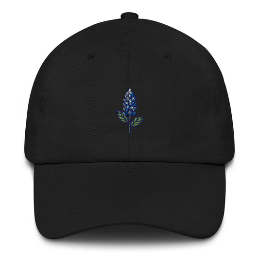 Bluebonnet dad hat in black, front view