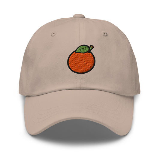 Orange dad hat in stone, front view