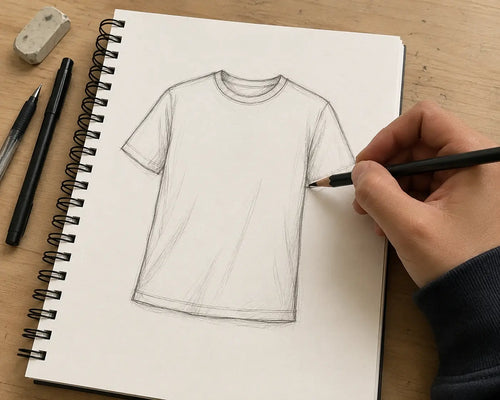 Sketching a Localll t-shirt design by hand